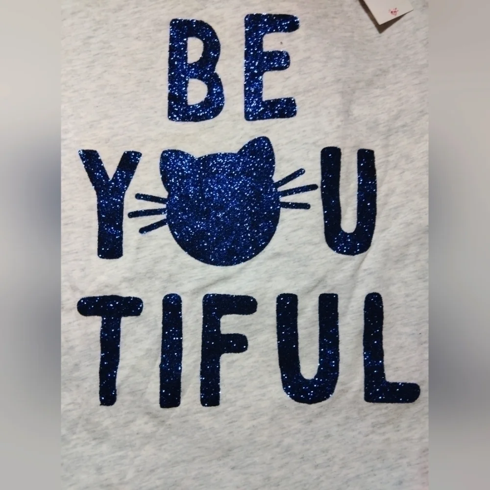 Justice Be-You-Tiful Sparkling Kitty Long Sleeve T-Shirt- 14/16
